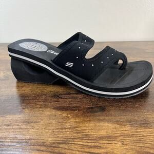 NEW Skechers Cali Cyclers Smash Hit Sandals 9 Foam Black Wedge Slip On Comfort